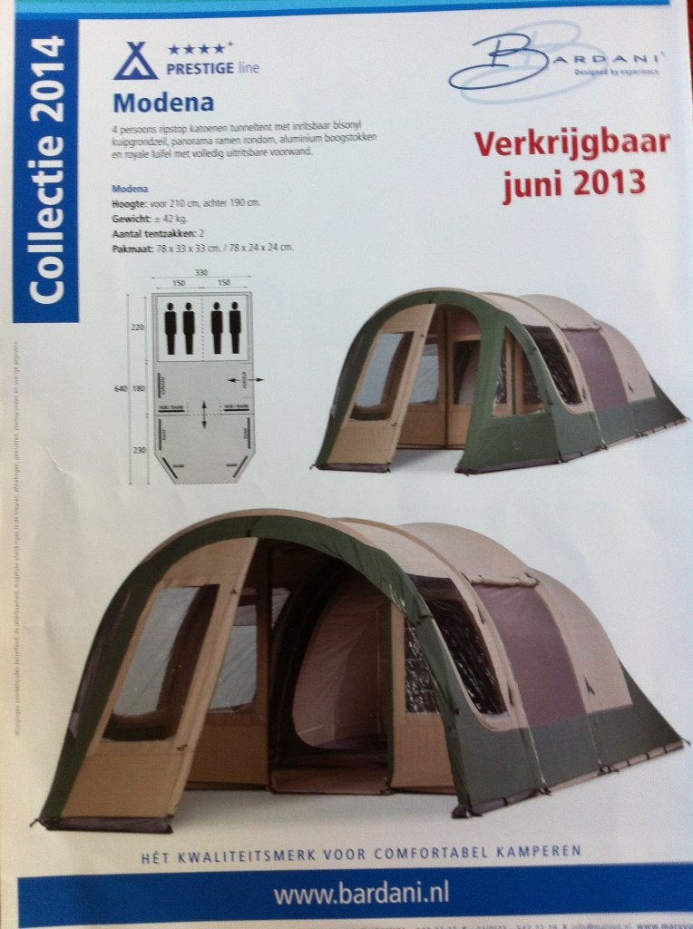 Tunnel tent Bardani Modena 4p, Caravans en Kamperen, Ophalen, Gebruikt, Tot en met 4
