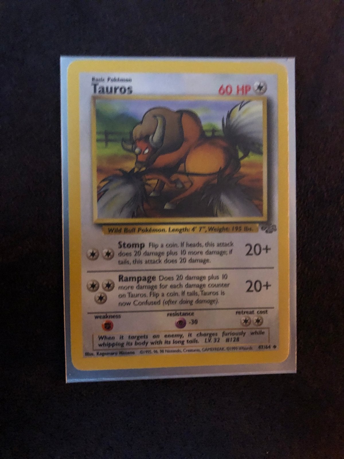 Tauros Pokémon kaart 67/64 Jungle Set - Base Pokémon, Ophalen of Verzenden, Zo goed als nieuw, Losse kaart