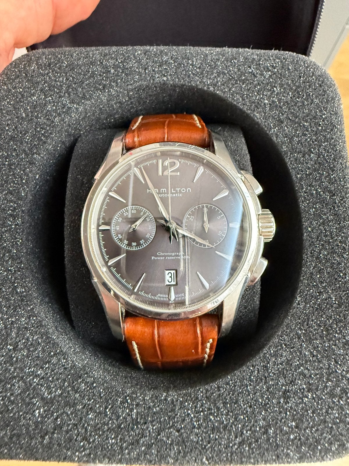 Hamilton Jazzmaster Auto Chrono, Verzenden, Zo goed als nieuw, Staal, Overige merken