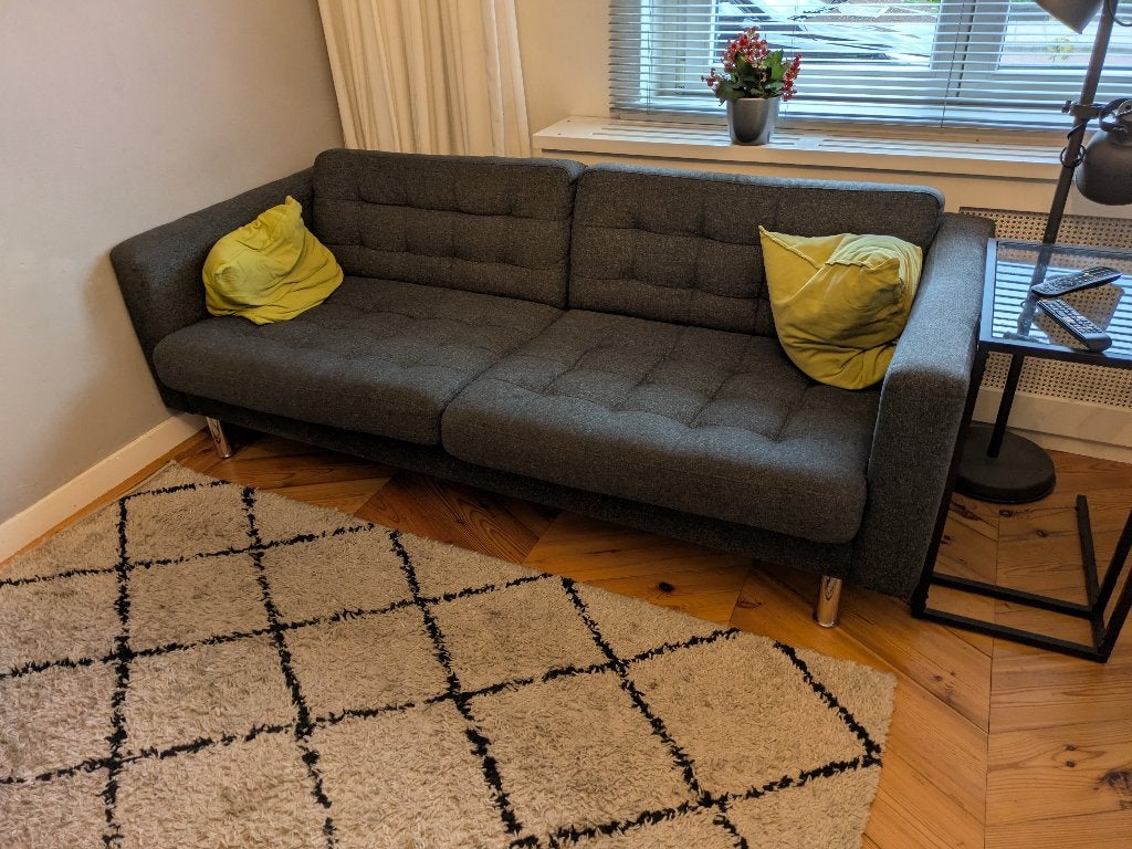 GRATIS - 3 persoons grijze bank, Huis en Inrichting, Ophalen, Gebruikt, Driepersoons, 75 tot 100 cm