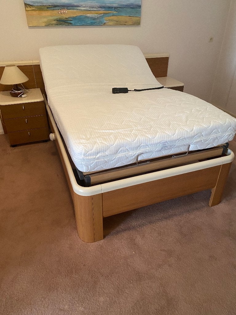 bed, Ophalen, Beige, Twijfelaar, 120 cm