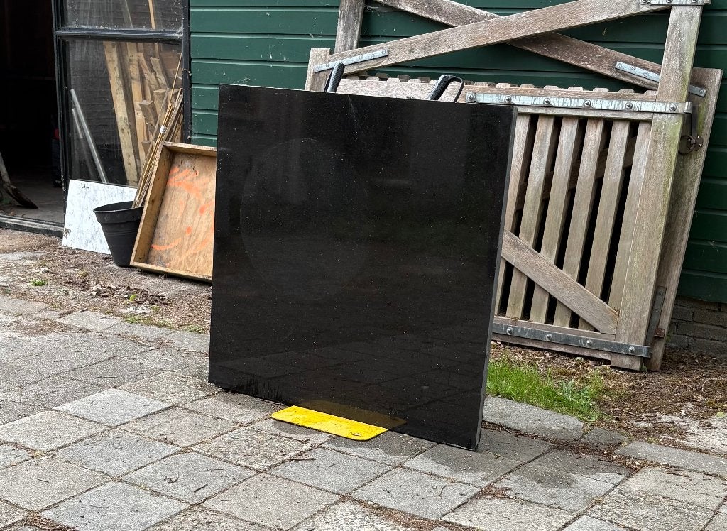 Natuursteen graniet 113 bij 110 bij 3 cm, Huis en Inrichting, Ophalen, Overige materialen, Gebruikt, Vierkant
