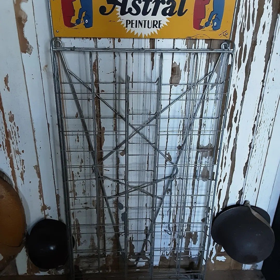 Oud reclamerek rek winkelrek industrieel brocante Astral, Verzamelen, Merken en Reclamevoorwerpen, Ophalen, Gebruikt, Reclamebord