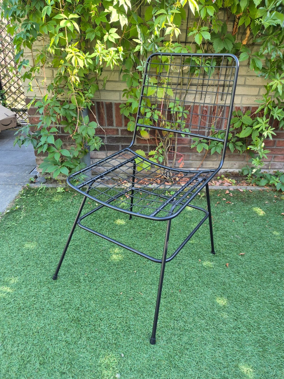 Vintage Zwart Metalen Draadstoel - Retro/Industrieel, Huis en Inrichting, Stoelen, Ophalen