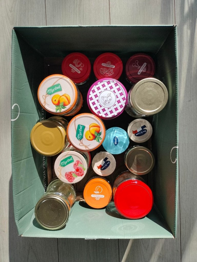 Jampotten, Ophalen of Verzenden, Gebruikt, Glas, Pot, Bus of Blik