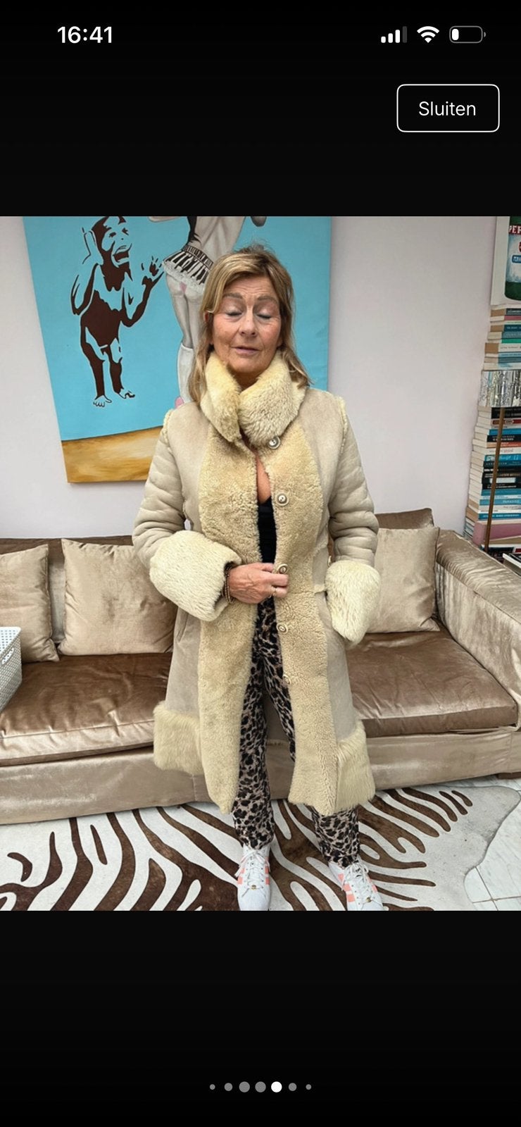 Supermooie lammy afghaanse jas maat 38, Kleding | Dames, Ophalen of Verzenden, Zo goed als nieuw, Maat 38/40 (M), Beige