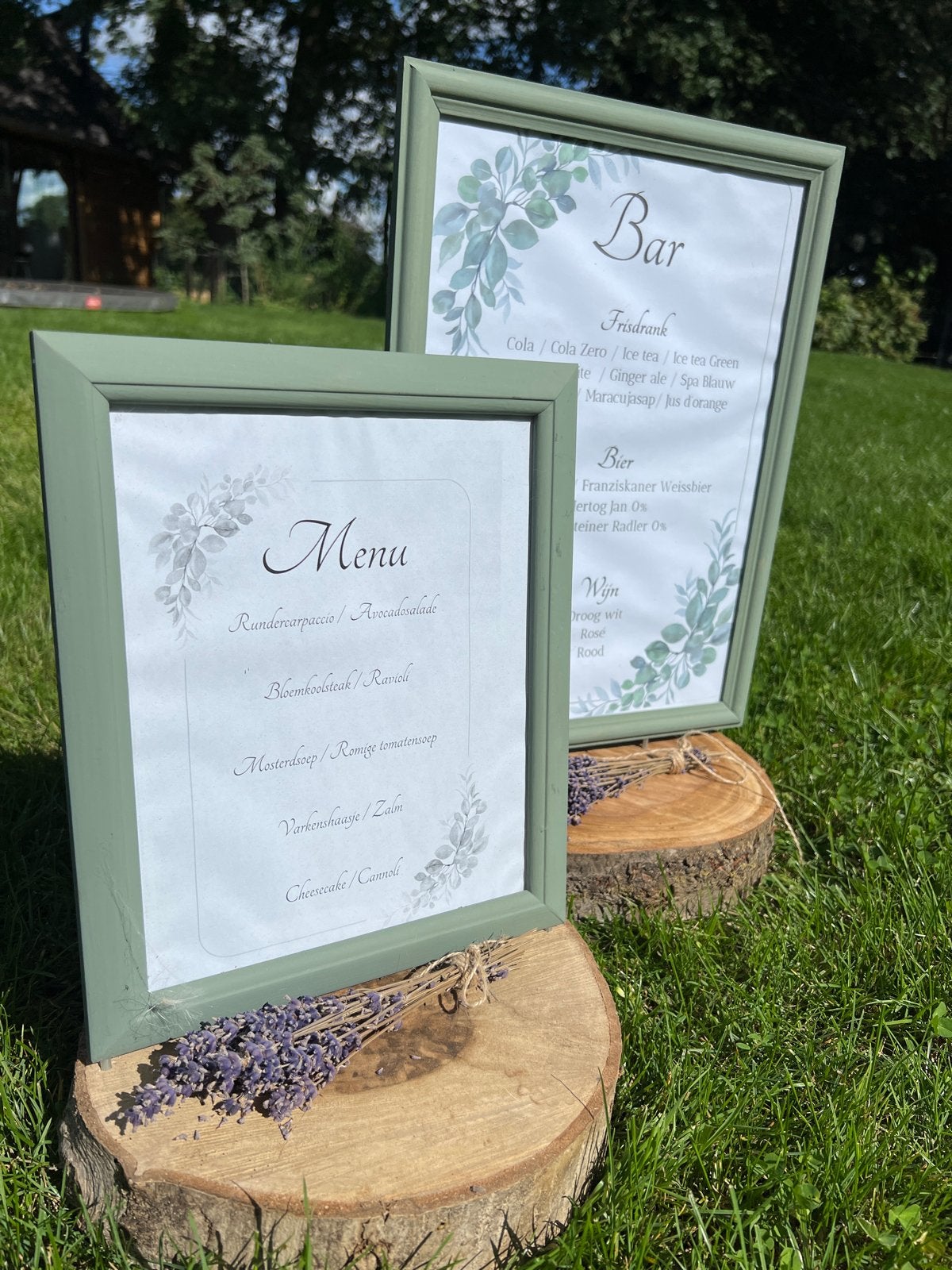 Boomstam met fotolijst - Decoratief voor feest, Ophalen, Zo goed als nieuw, Met glas, Hout