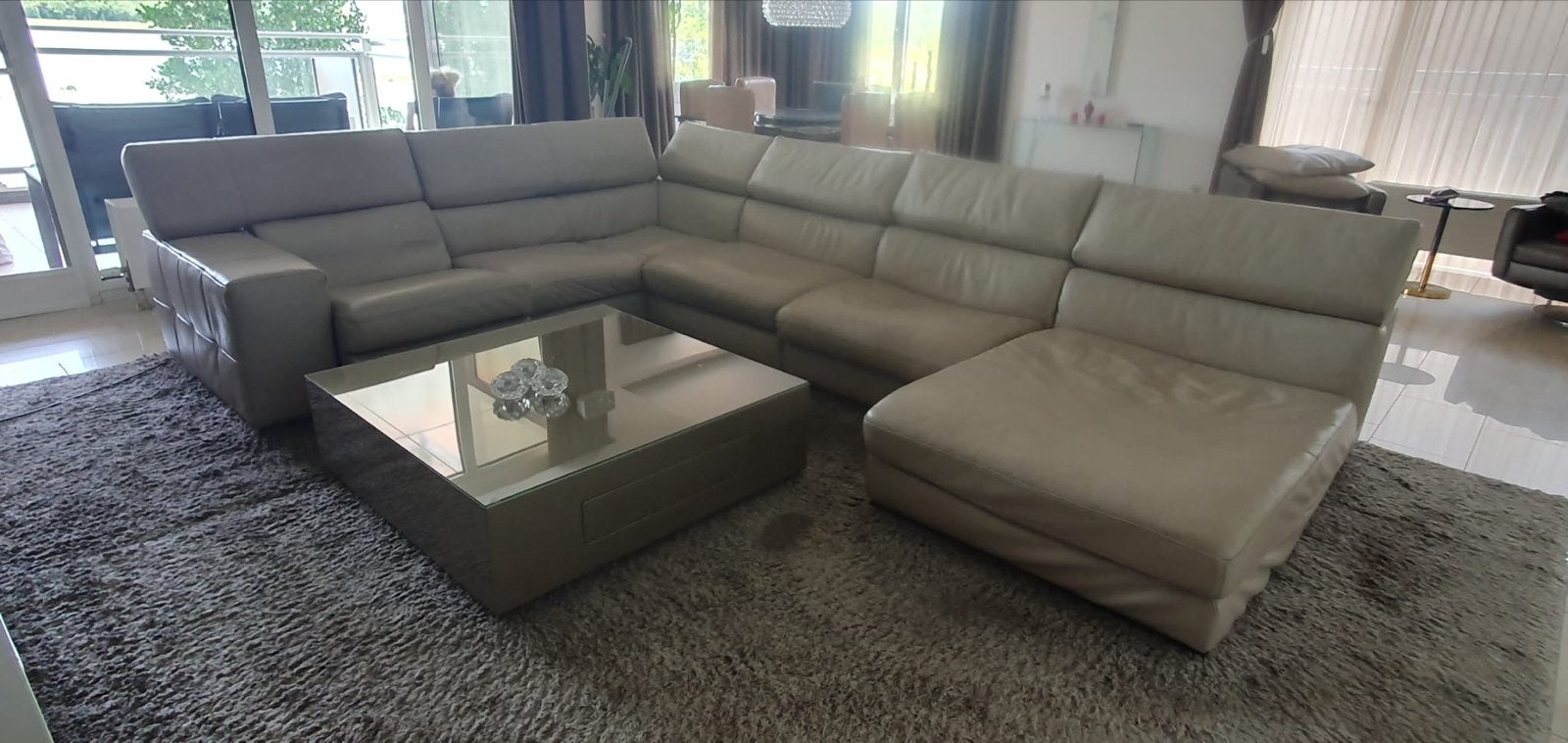 Luxe Natuzzi hoekbank van leer - Zeer comfortabel, Ophalen, Gebruikt, 100 tot 125 cm, Hoekbank