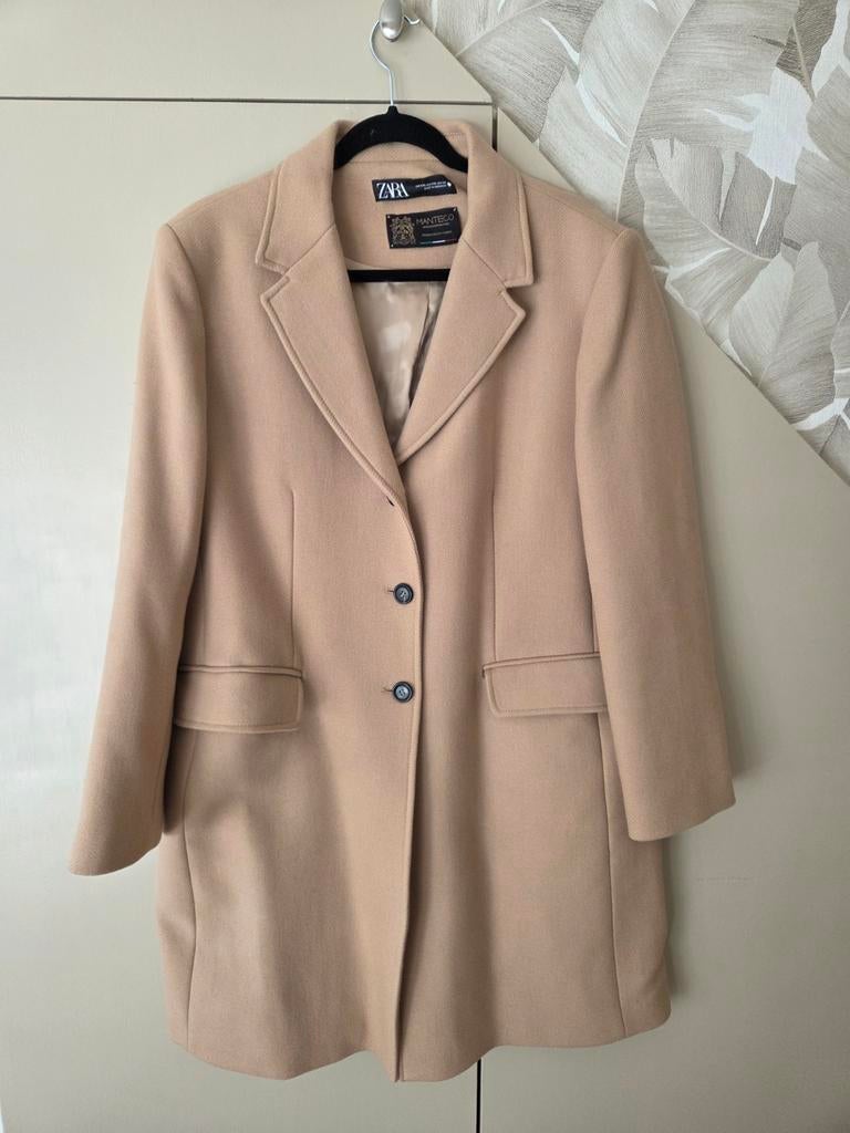 ZARA COLBERT JAS...warm,zandkleur,met wol...MAAT XXL....ZGAN, Ophalen of Verzenden, Zo goed als nieuw, Maat 46/48 (XL) of groter