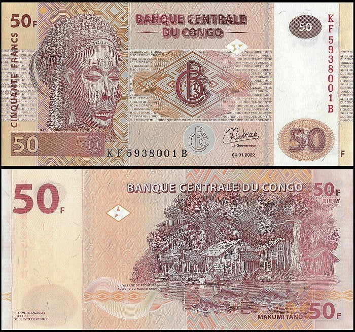 Congo 2020/2022, 4 nieuwe opvolgende bankbiljetten (UNC), Verzenden, Overige landen, Setje