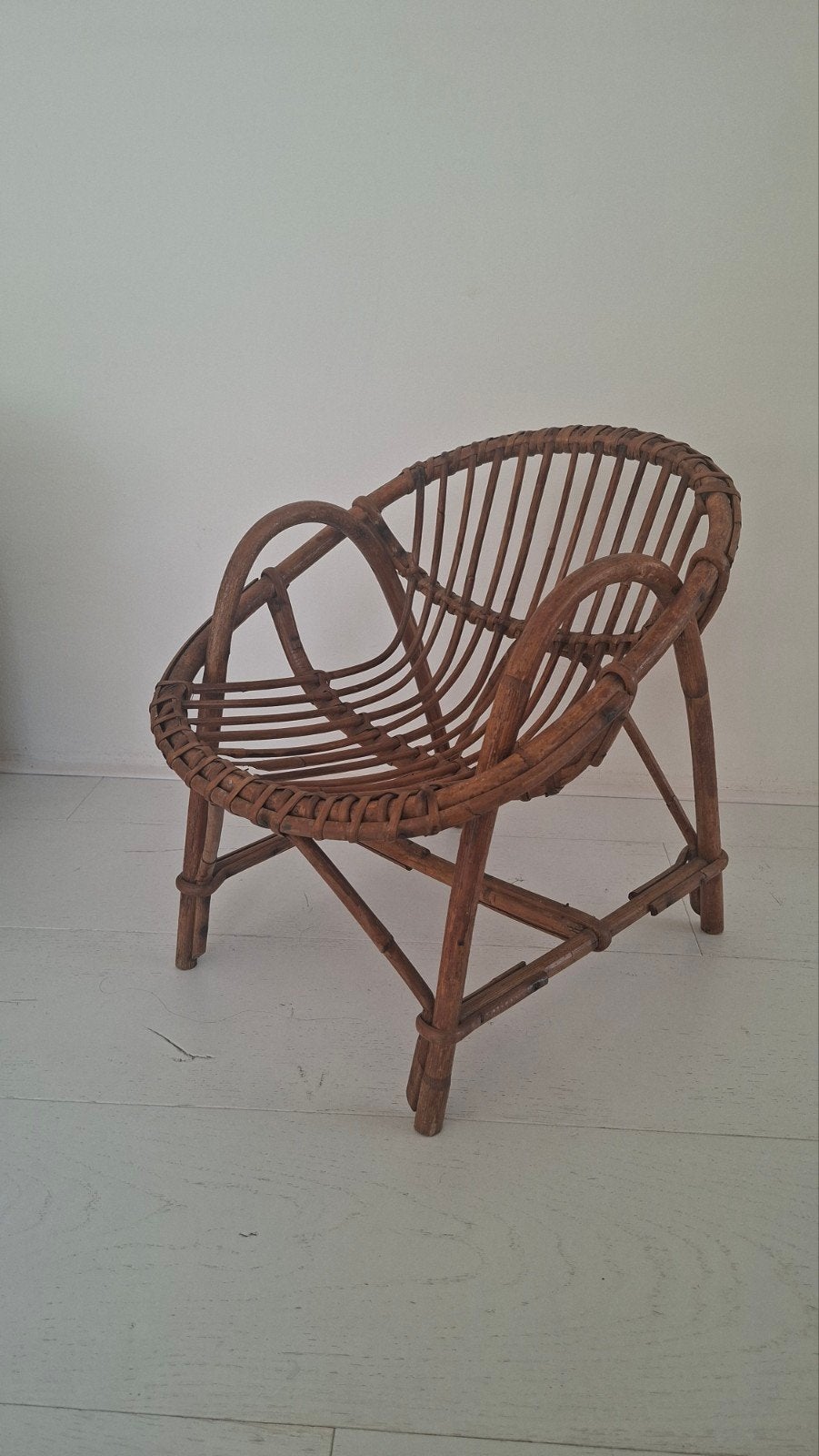 Vintage rotan kinderstoel bamboe en rotan van Rohe', Ophalen, Gebruikt