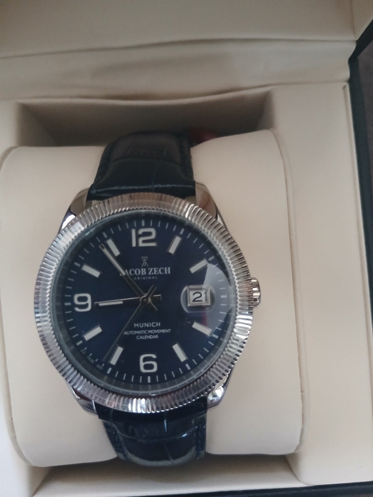 Gloednieuw Jacob Zech Automaat Horloge met Complete Set, Overige merken, Leer, Staal, Polshorloge