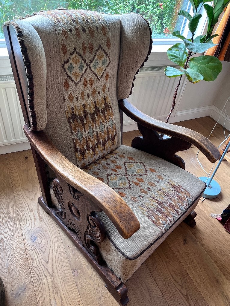 Vintage oorfauteuil rokerstoel opa stoel, Ophalen