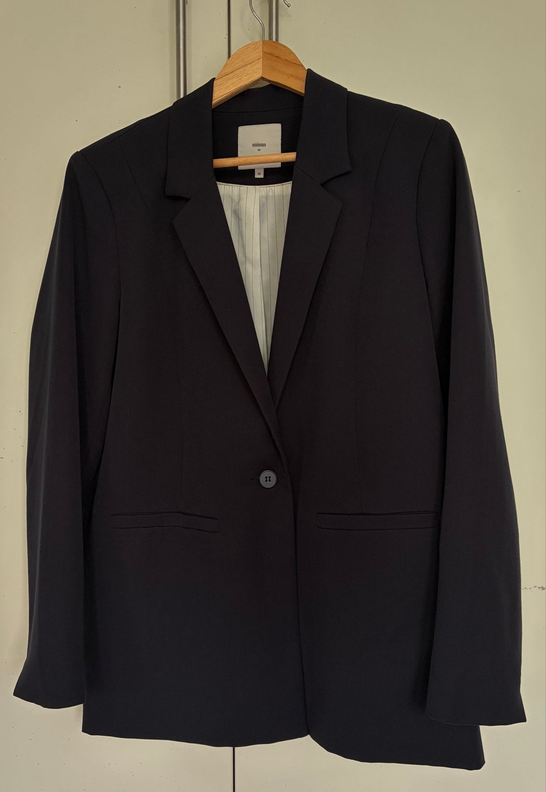 Minimum Tara blauwe krijtstreep blazer - Maat 40, Maat 38/40 (M), Blauw, Ophalen of Verzenden, Zo goed als nieuw