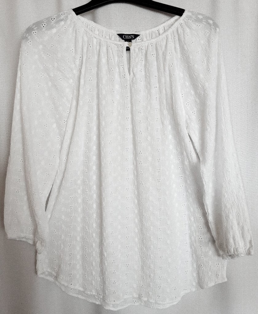 Broderie dames blouse van R.L Chaps, Verzenden, Zo goed als nieuw, Maat 38/40 (M), Wit