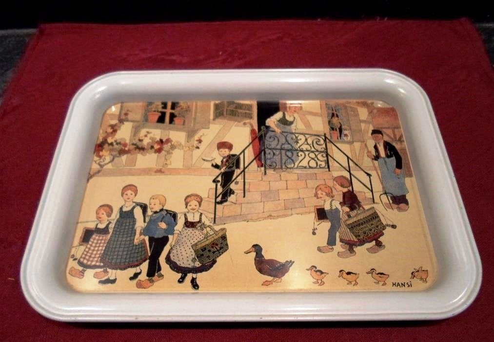 Oud blikken Frans Dienblad. Hansi., Ophalen of Verzenden, Gebruikt