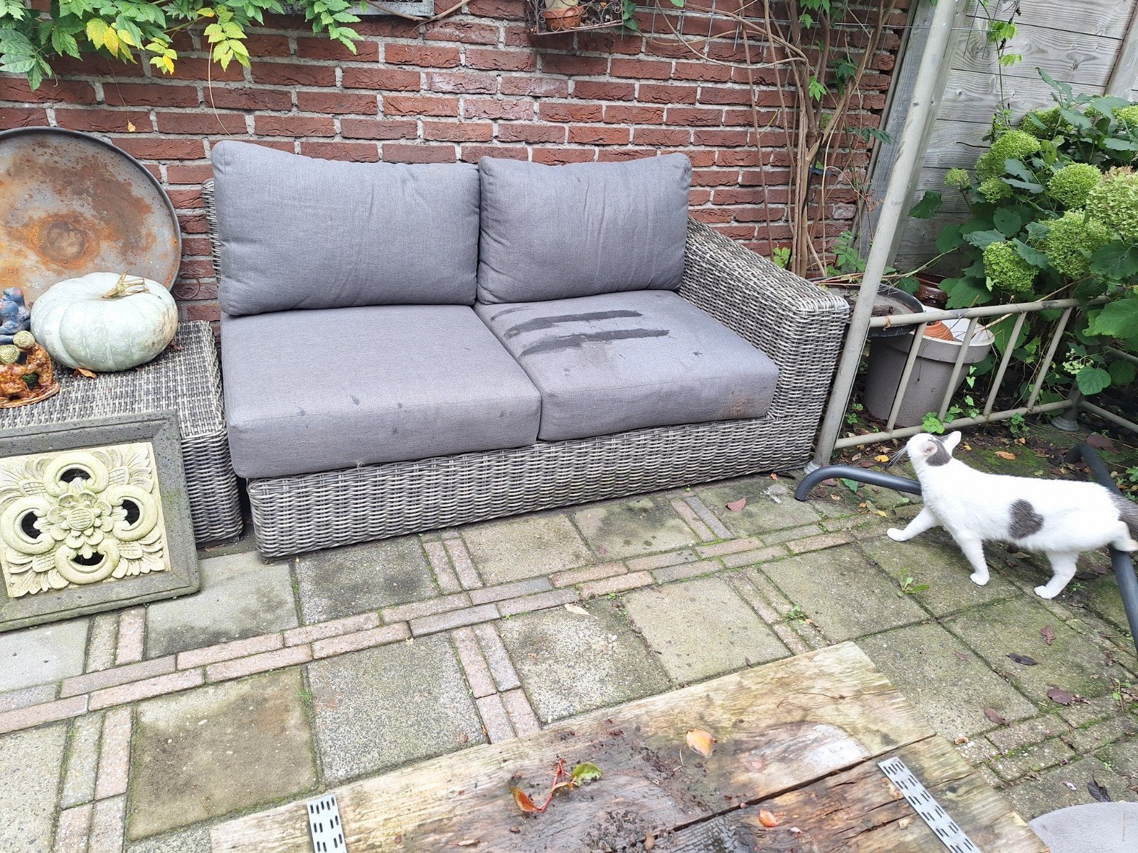 Rotan/Wicker Tuin Loungebank 260x260, Tuin en Terras, Gebruikt, Rotan, Ophalen of Verzenden, Loungeset