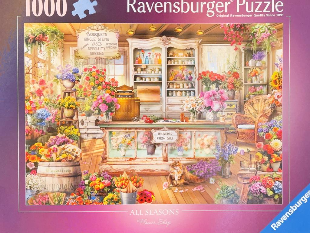 Ravensburger Legpuzzel 1000 stukjes - Bloemenwinkel, Ophalen of Verzenden, 500 t/m 1500 stukjes, Zo goed als nieuw, Legpuzzel