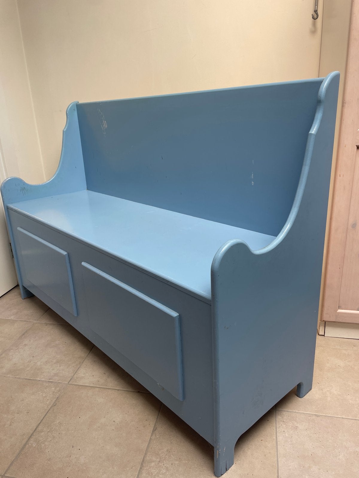 Blauwe houten kinder keuken bank, Ophalen, Gebruikt