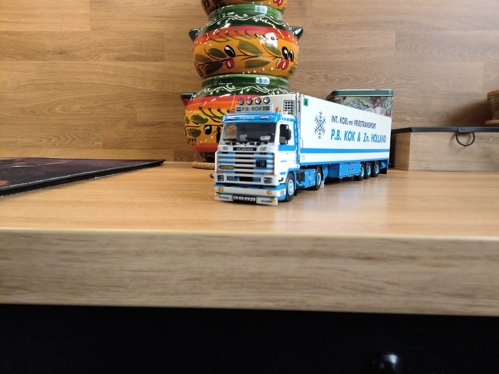 Tekno Scania 143 P.B. Kok, Ophalen of Verzenden, Zo goed als nieuw, Bus of Vrachtwagen, Tekno