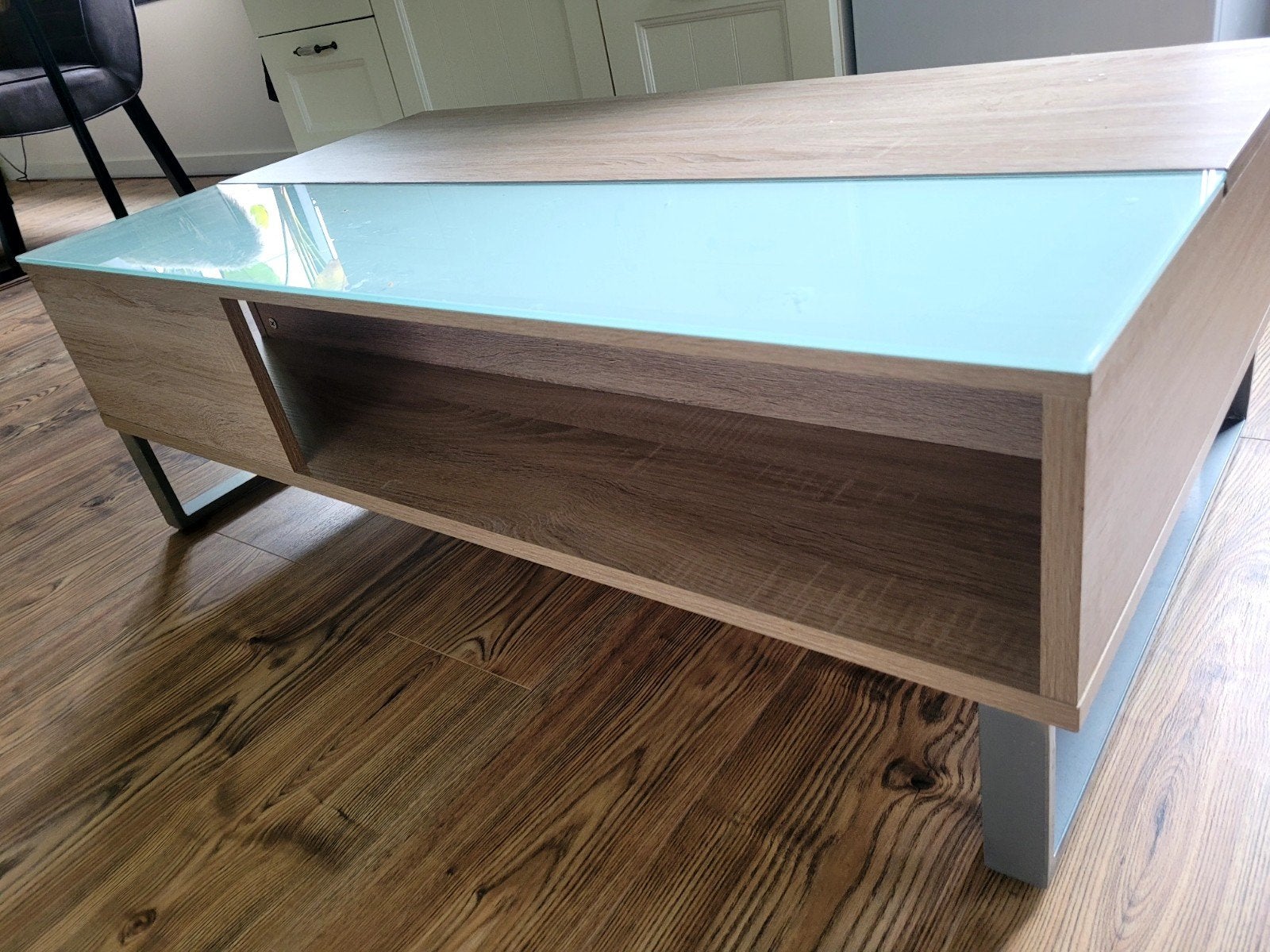 Salontafel met klep en opbergruimte, Ophalen, Gebruikt, 100 tot 150 cm, 50 tot 100 cm