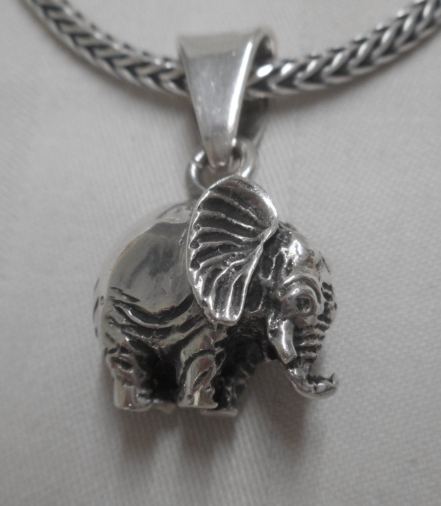 Zilveren vossenstaart ketting met massieve olifant nr.720, Met hanger, Verzenden, Zo goed als nieuw, Zilver
