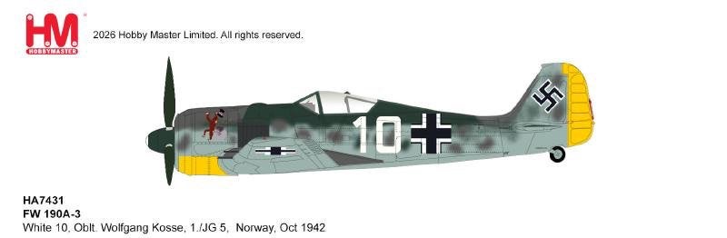 Hobby Master HA7431 | Focke Wulf FW 190A-3, Ophalen, Schaalmodel, Nieuw, Pilot Station