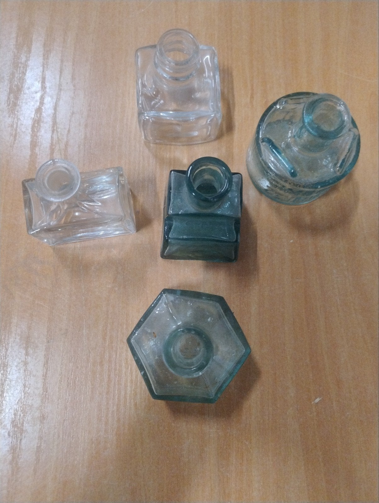 antieke glazen flesjes: inktpotjes, parfum & haarlem, Ophalen of Verzenden