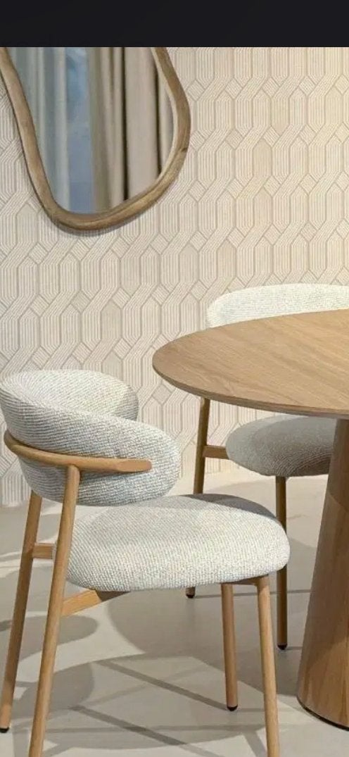 Japandi eetkamerstoel ligt Beige Stof, Ophalen, Japandi, Bruin, Nieuw