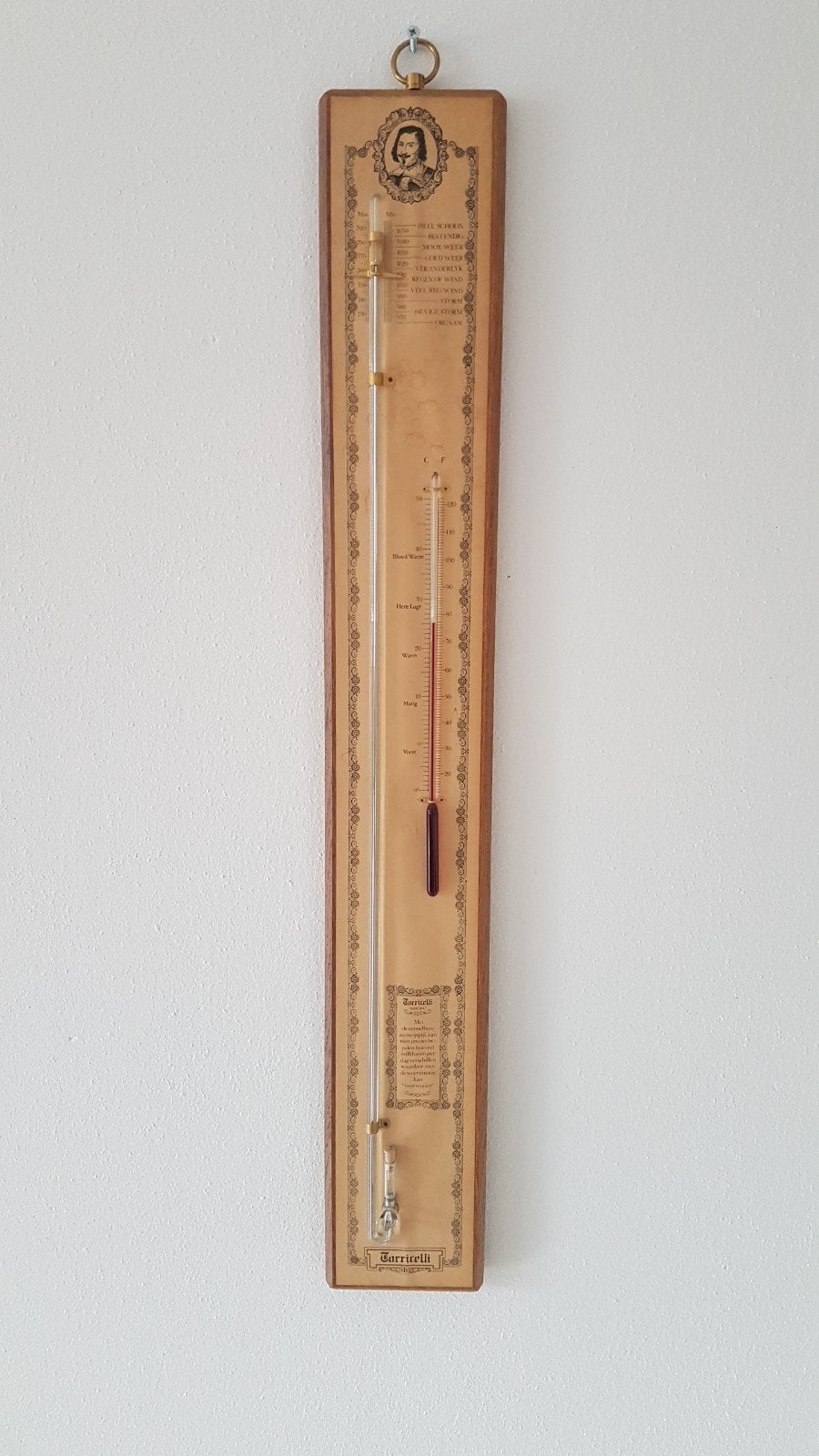 Antieke Torricelli Barometer met Thermometer, Ophalen, Gebruikt, Barometer
