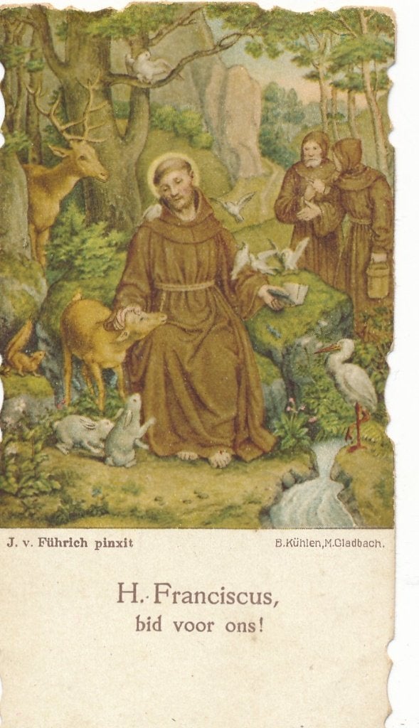 Devotieprentje H. Franciscus met aflaat gebed 1914, Ophalen of Verzenden, Zo goed als nieuw, Kaart of Prent, Christendom | Katholiek