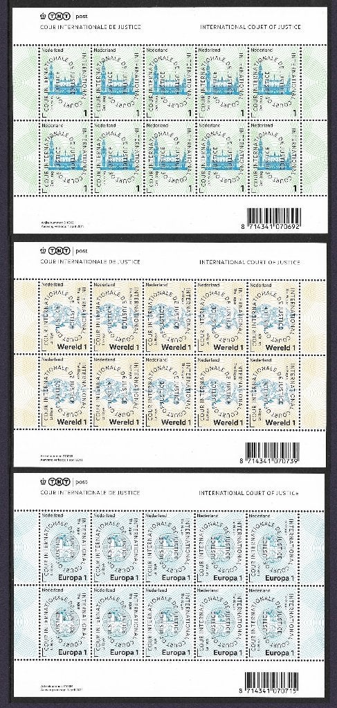 NVPH VD61-VD63 Cour Internationale de Justice velletjes, Ophalen of Verzenden, Na 1940, Postfris