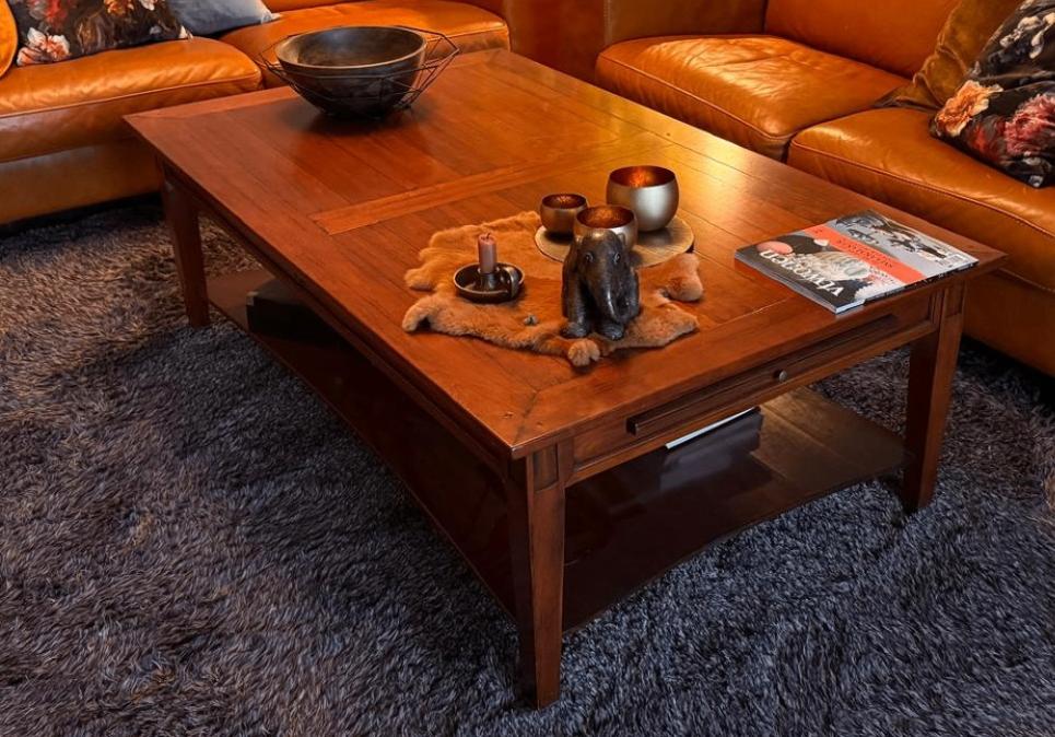Kersenhouten salontafel, Huis en Inrichting, Tafels | Salontafels, Ophalen, Gebruikt, 100 tot 150 cm, 50 tot 100 cm