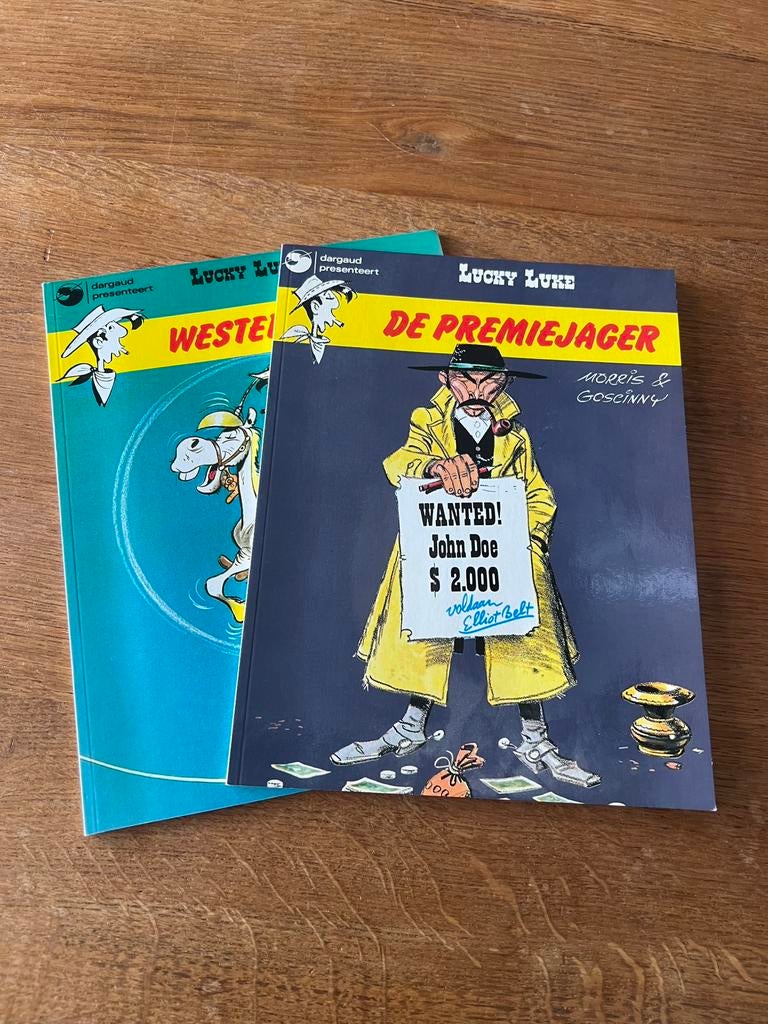 2 x LUCKY LUKE - WESTERN CIRCUS 1970 en DE PREMIEJAGER 1972, Boeken, Stripboeken, Meerdere stripboeken, Ophalen of Verzenden, Gelezen