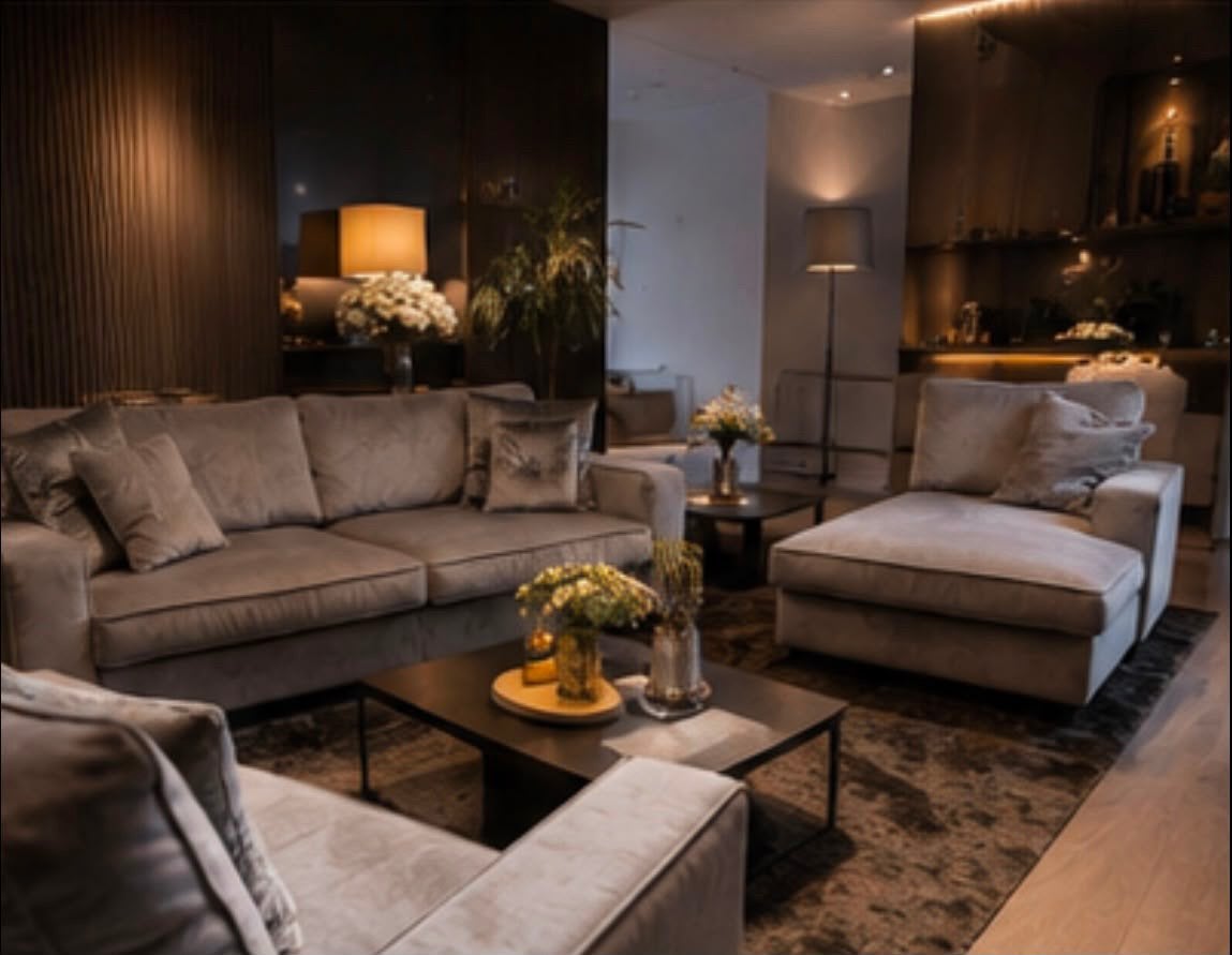BOCX Luxe Designbank + Lounge Chair | Zachte Rib Stof |, Huis en Inrichting, Banken | Bankstellen, Zo goed als nieuw, Rechte bank