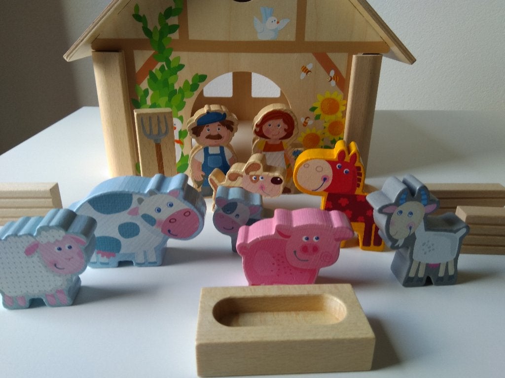 HABA beukenhouten boerderij met speelfiguren, Ophalen of Verzenden, Zo goed als nieuw, Overige typen