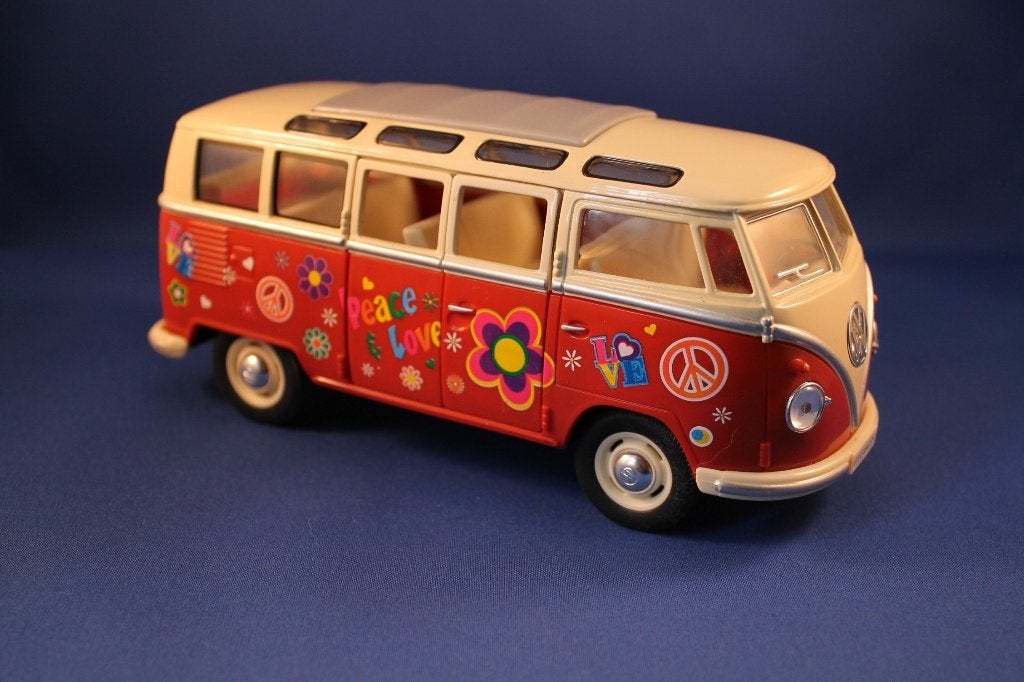 Volkswagen SAMBA oranje – Flower Power Bus HIPPIES jaren '60, Hobby en Vrije tijd, Modelauto's | 1:24, Ophalen of Verzenden, Gebruikt