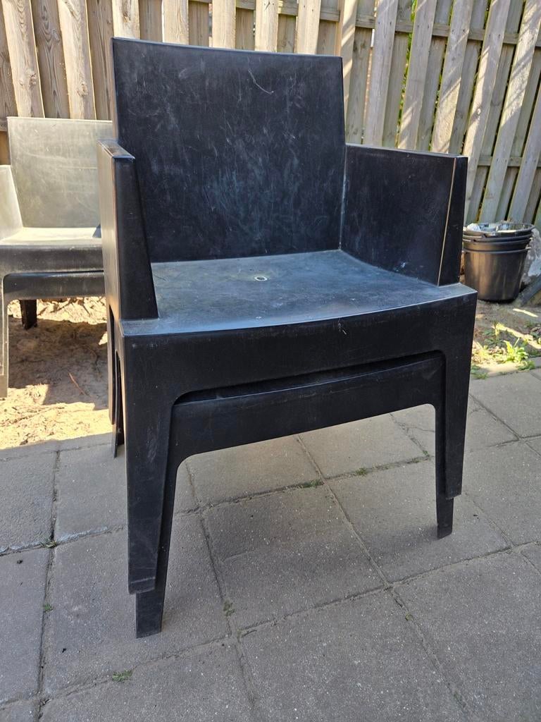 Gratis 6 kunstof tuinstoelen, Ophalen, Gebruikt, Kunststof
