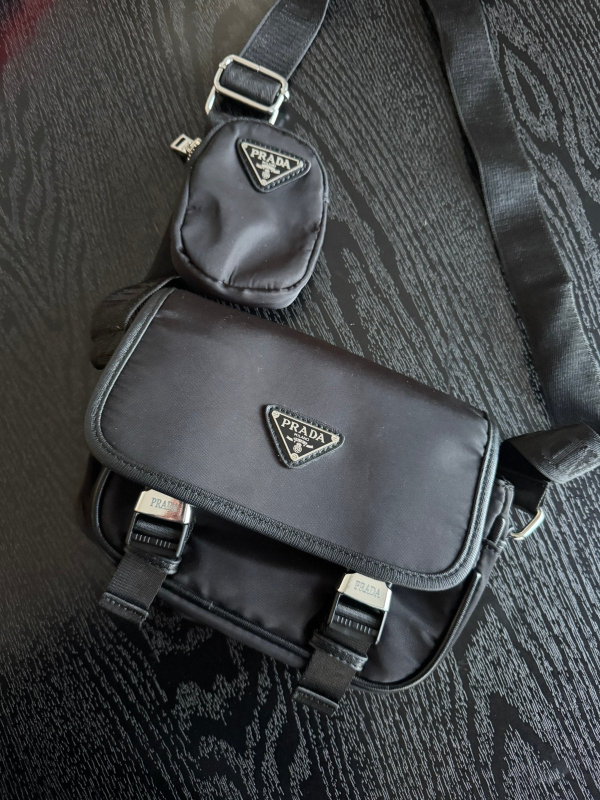 Prada re nylon tas man, Ophalen of Verzenden, Zo goed als nieuw, Zwart