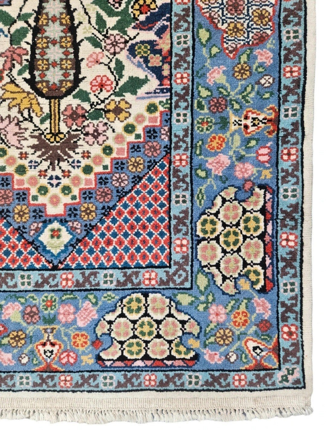 Handgeknoopt oosters wol tapijt floral crème 118x175cm, 100 tot 150 cm, Persian, Perzisch, vintage, oosters, hype, 200 cm of meer