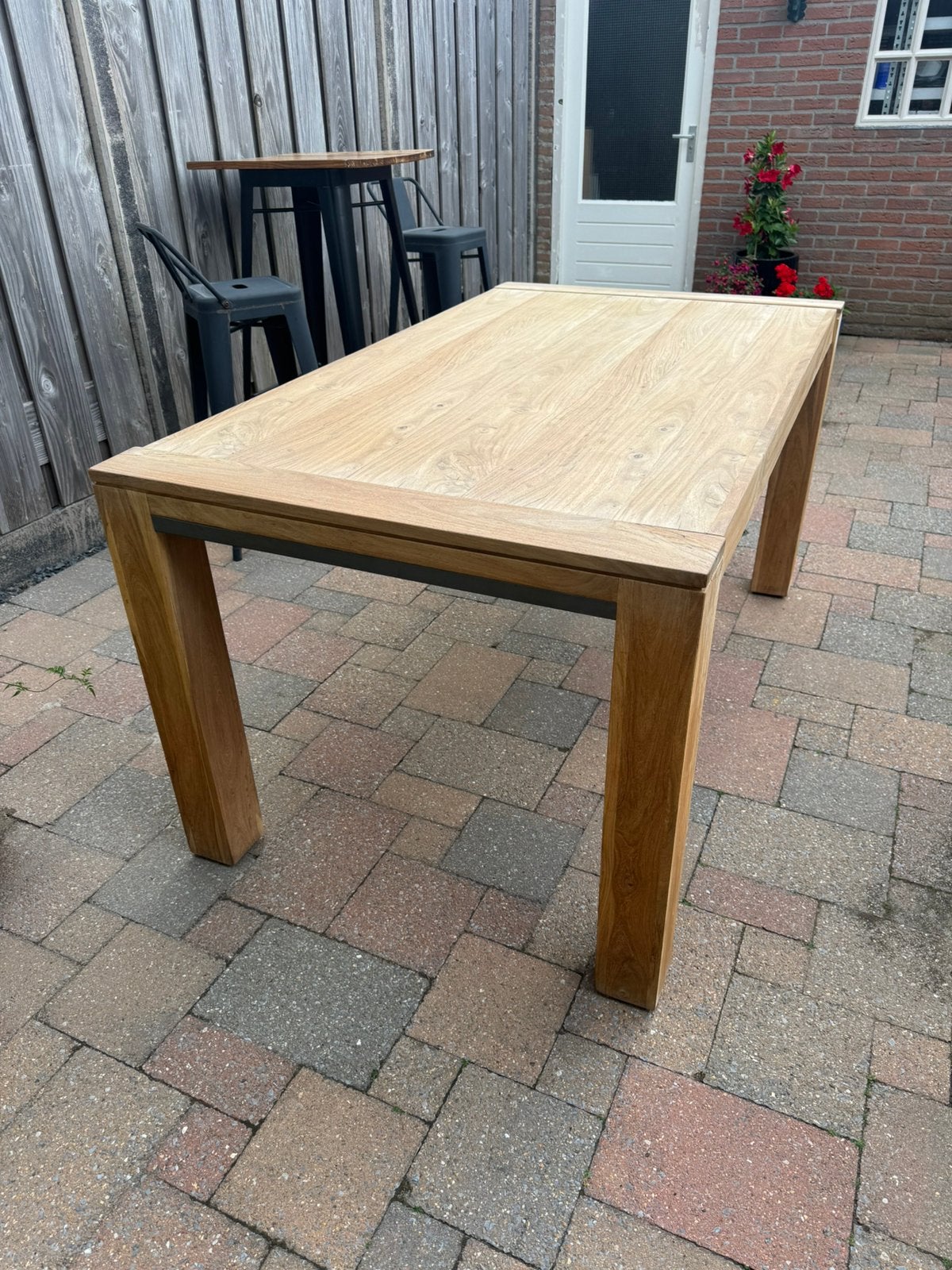 Teakhouten tafel, Huis en Inrichting, Tafels | Eettafels, Ophalen, Teakhout, 50 tot 100 cm, Zo goed als nieuw