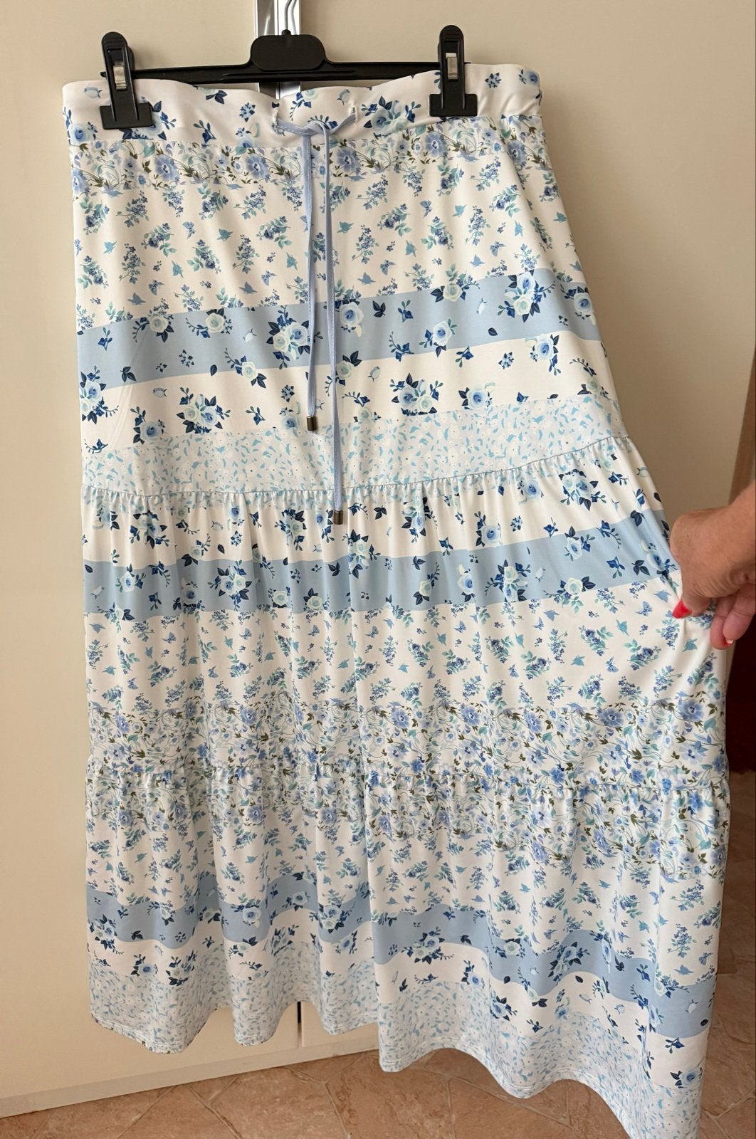 Maxi rok met bloemenprint, maat L, Kleding | Dames, Rokken, Blauw, Maat 42/44 (L), Ophalen of Verzenden, Zo goed als nieuw