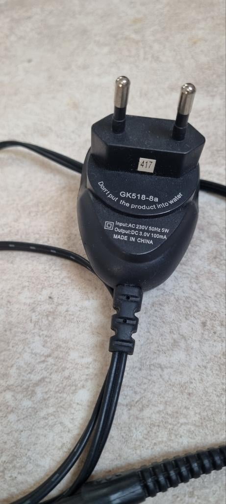 GK518-8a AC Adapter 230V naar 3.0V 100mA, Ophalen of Verzenden, Gebruikt