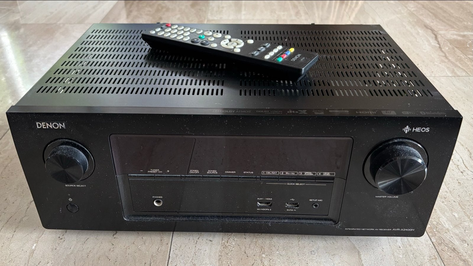 Denon X2400H AV-receiver - 7.2 kanaals met 4K & HEOS, Ophalen, Denon, 60 tot 120 watt, Gebruikt