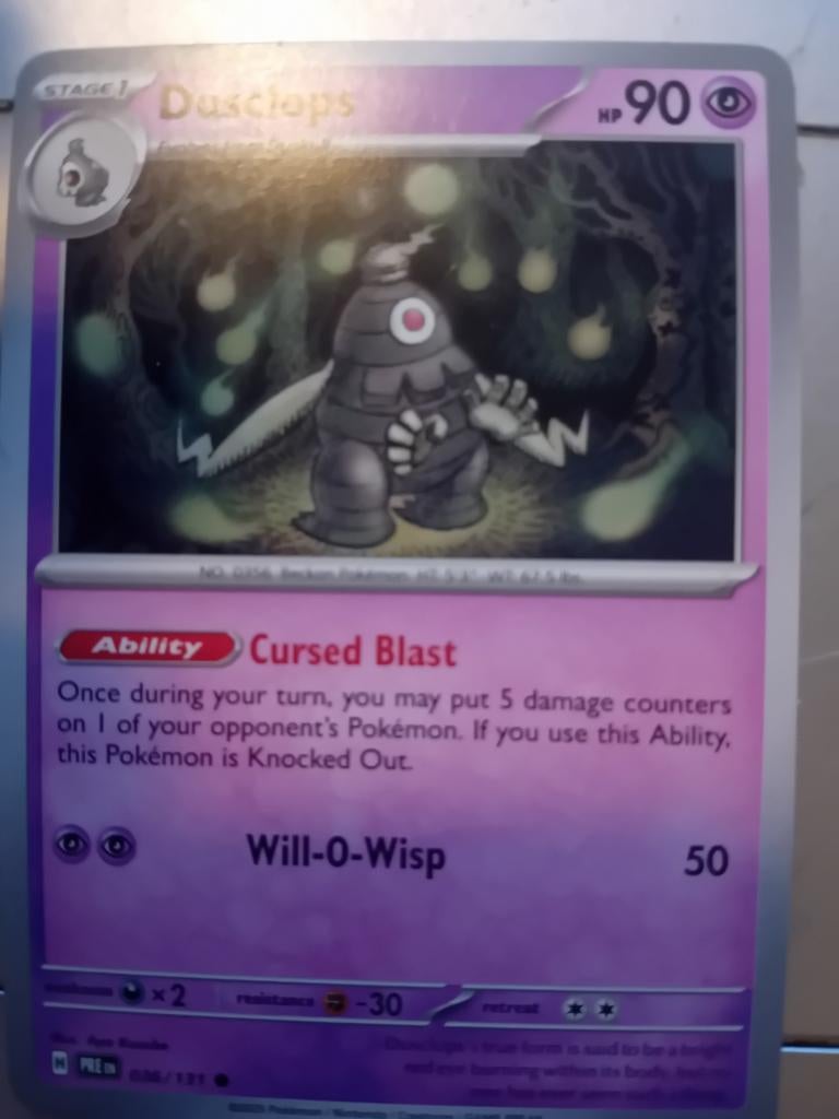 Pokémon Kaart: Dusclops (90 HP), Ophalen of Verzenden, Zo goed als nieuw, Losse kaart, Foil