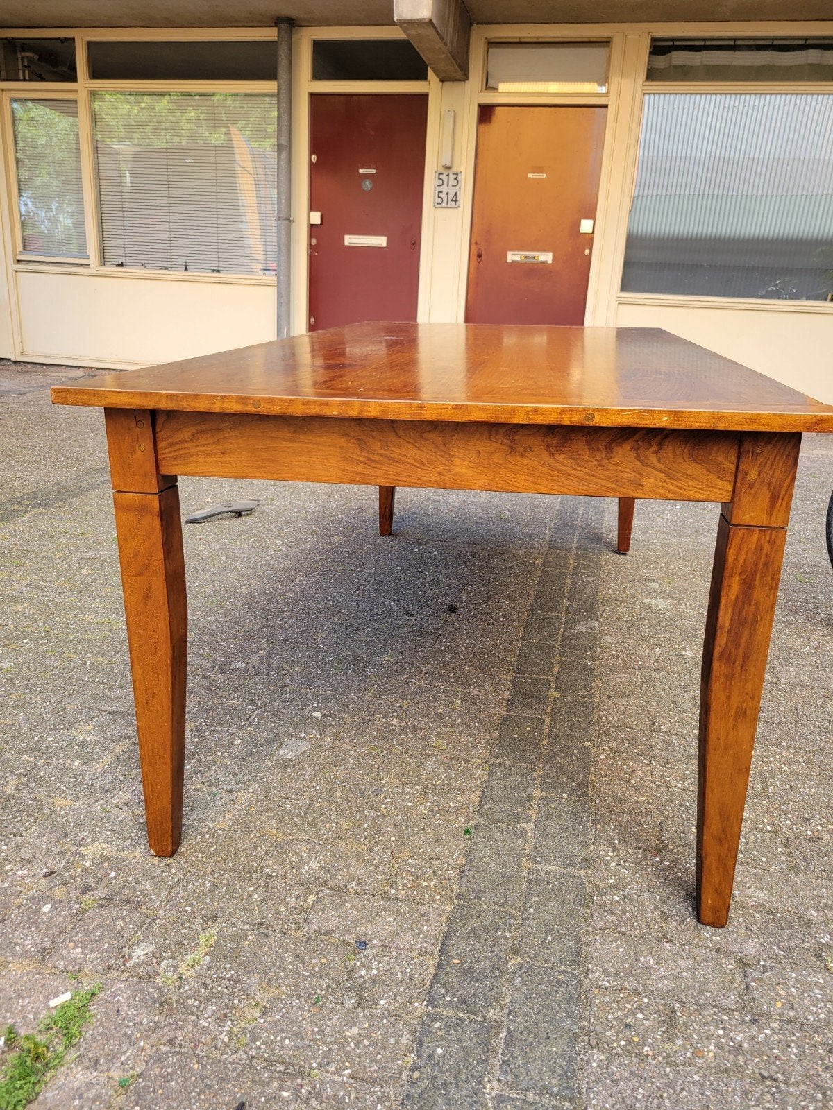 Massief houten tafel van tropisch hardhout (200x100 cm), Huis en Inrichting, Tafels | Eettafels, Gebruikt, 150 tot 200 cm, Vier personen