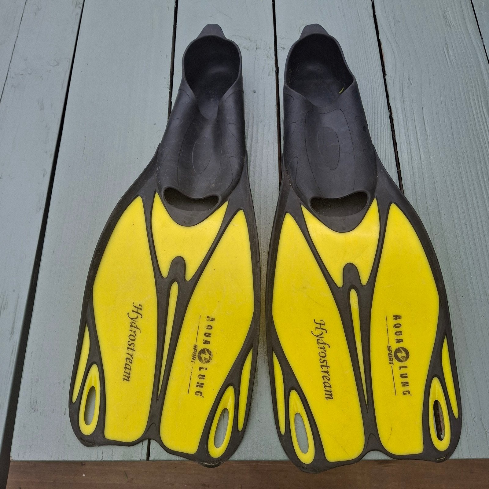Aqualung Hydrostream Zwemvliezen - Geel/Zwart, Watersport en Boten, Ophalen of Verzenden, Gebruikt, Zwem- of Duikvliezen