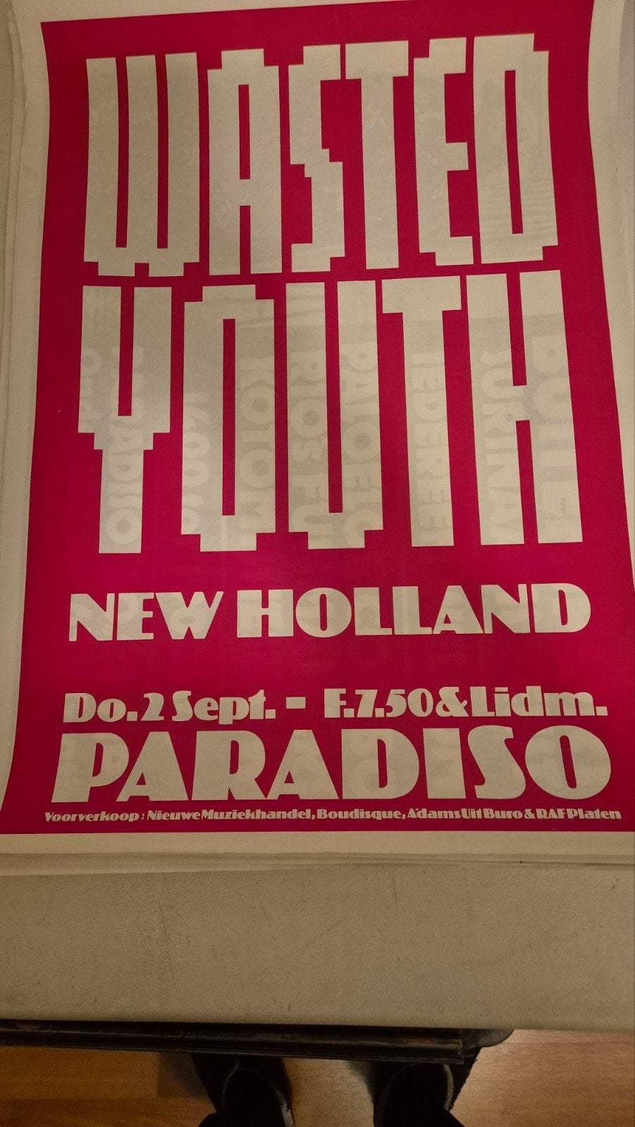 Originele concert Paradiso Poster Wasted Youth 1982, Verzamelen, Posters, Verzenden, Zo goed als nieuw, A1 t/m A3
