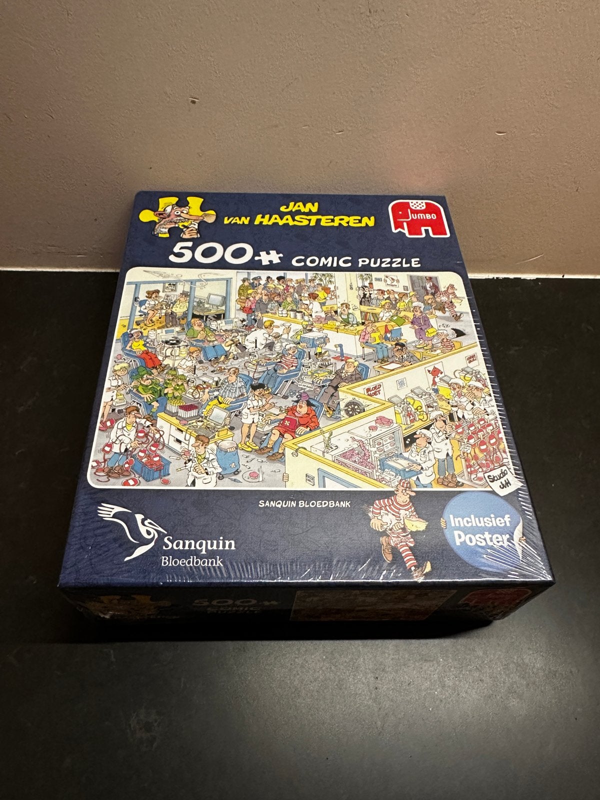 Jan van Haasteren puzzel 500 stukjes - Sanquin Bloedbank, Ophalen of Verzenden, 500 t/m 1500 stukjes, Nieuw, Legpuzzel