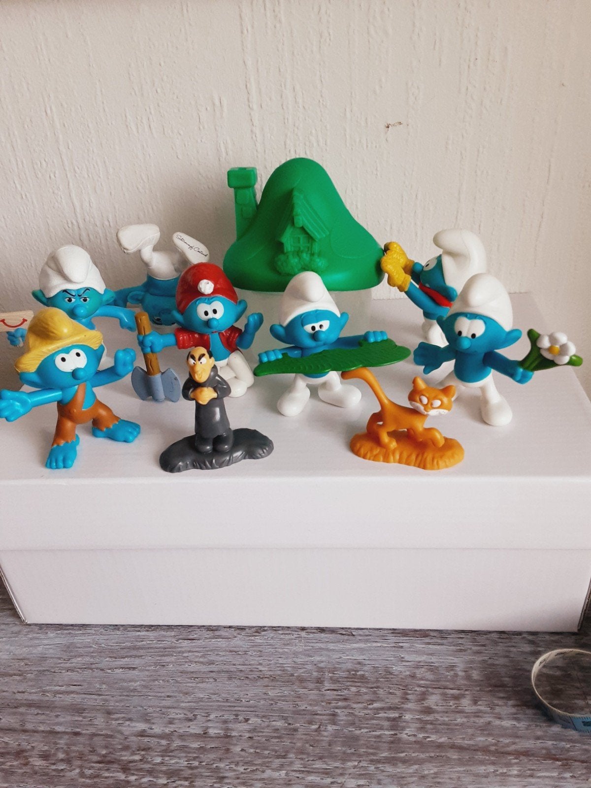 Smurfen figuren set met Gargamel, Azraël en huisje, Verzamelen, Ophalen of Verzenden, Gebruikt, Verschillende Smurfen, Poppetje, Figuurtje of Knuffel